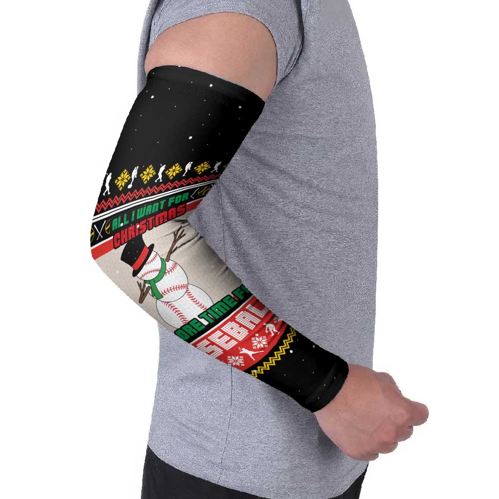Is More Time for Baseball Design Arm Sleeves with Baseball Snowman All I Want for Christmas - Wonder Print Shop