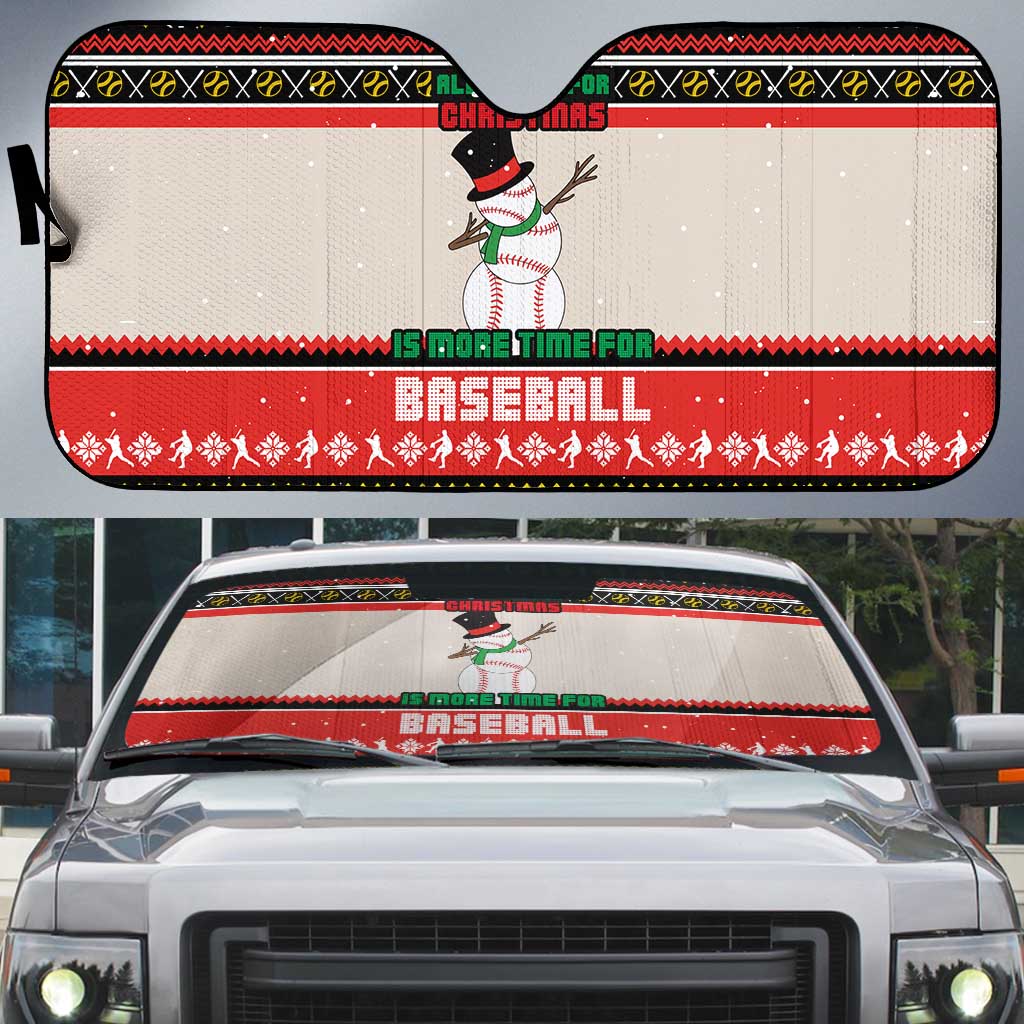 Is More Time for Baseball Design Auto Sun Shade with Baseball Snowman All I Want for Christmas - Wonder Print Shop
