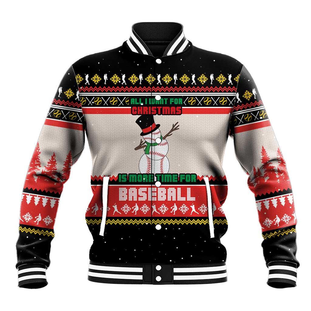 Is More Time for Baseball Design Baseball Jacket with Baseball Snowman All I Want for Christmas - Wonder Print Shop