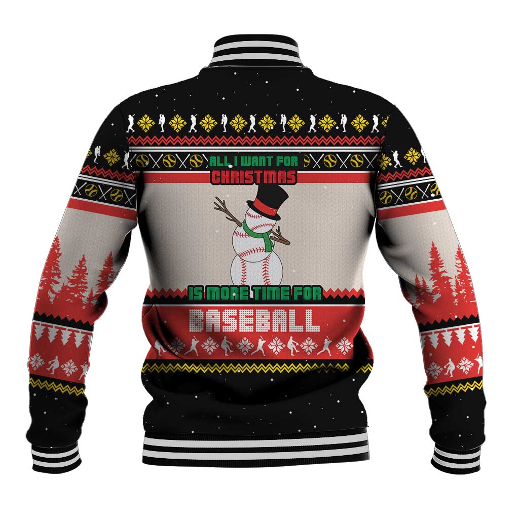 Is More Time for Baseball Design Baseball Jacket with Baseball Snowman All I Want for Christmas - Wonder Print Shop