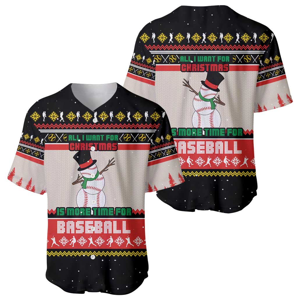 Is More Time for Baseball Design Baseball Jersey with Baseball Snowman All I Want for Christmas - Wonder Print Shop