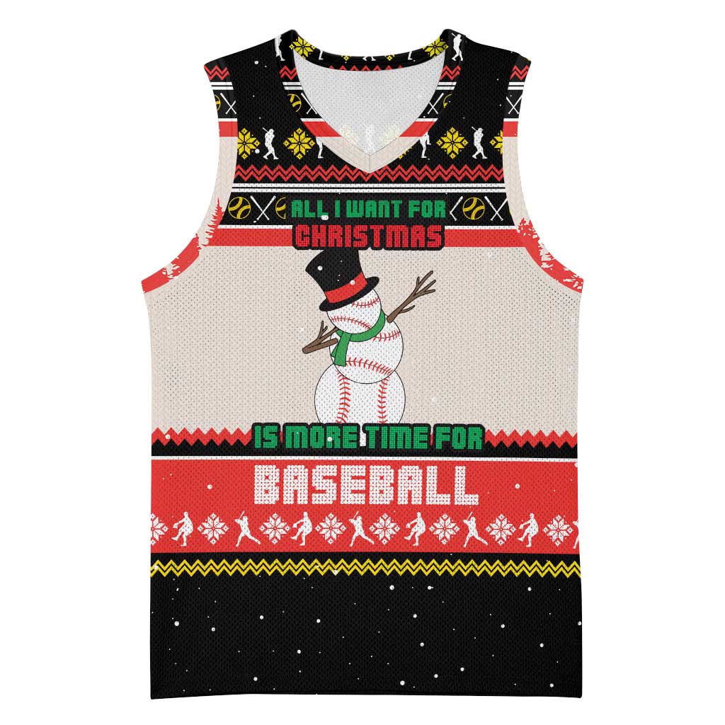 Is More Time for Baseball Design Basketball Jersey with Baseball Snowman All I Want for Christmas - Wonder Print Shop