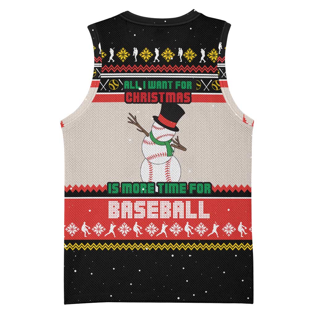 Is More Time for Baseball Design Basketball Jersey with Baseball Snowman All I Want for Christmas - Wonder Print Shop