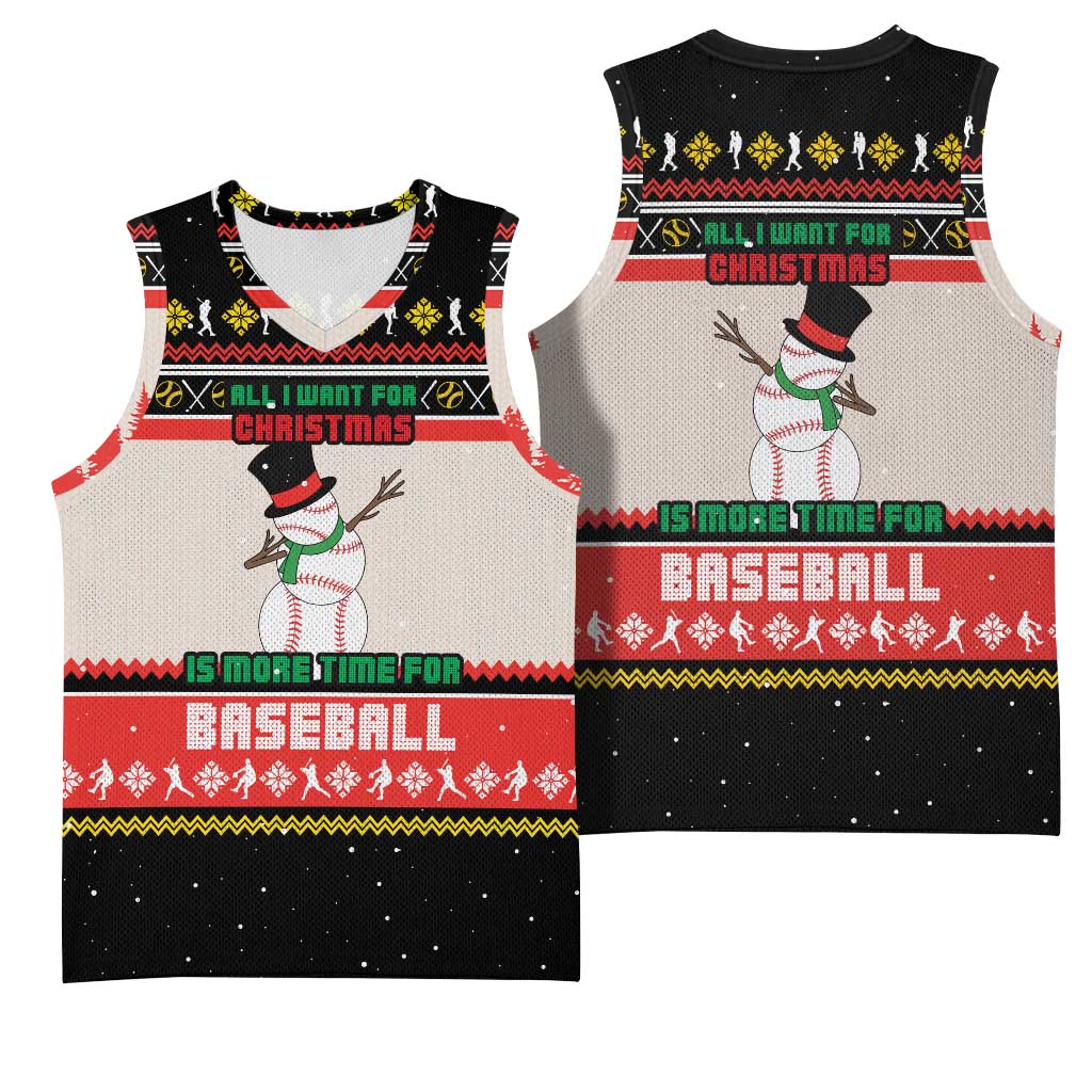 Is More Time for Baseball Design Basketball Jersey with Baseball Snowman All I Want for Christmas - Wonder Print Shop