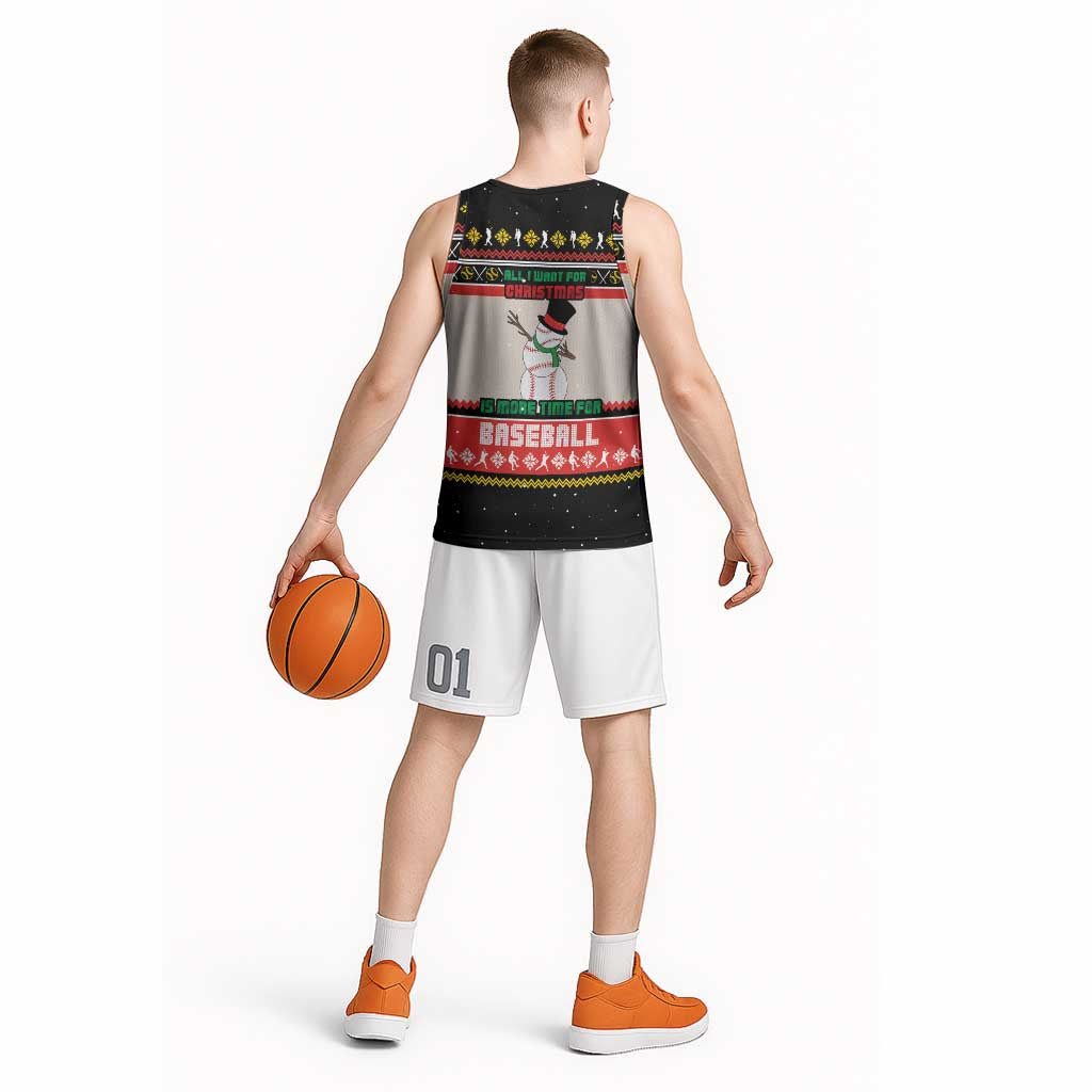 Is More Time for Baseball Design Basketball Jersey with Baseball Snowman All I Want for Christmas - Wonder Print Shop