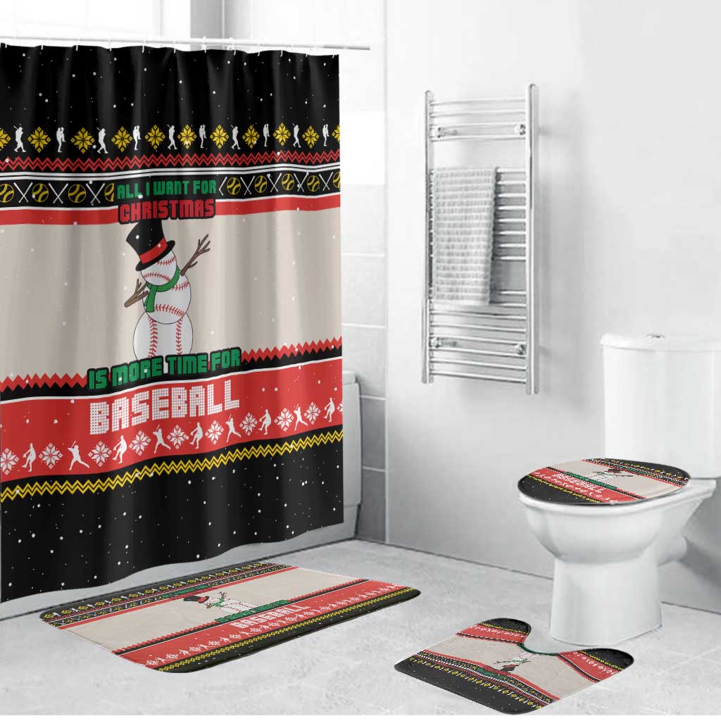 Is More Time for Baseball Design Bathroom Set with Baseball Snowman All I Want for Christmas - Wonder Print Shop