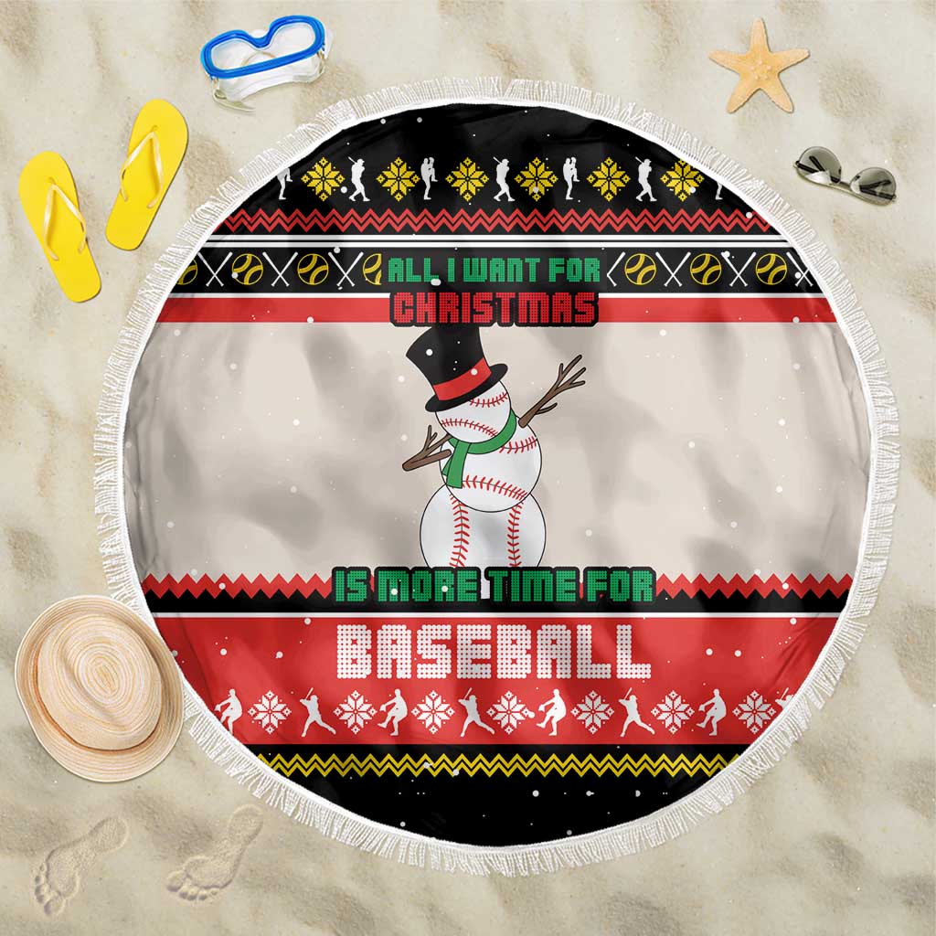 Is More Time for Baseball Design Beach Blanket with Baseball Snowman All I Want for Christmas - Wonder Print Shop