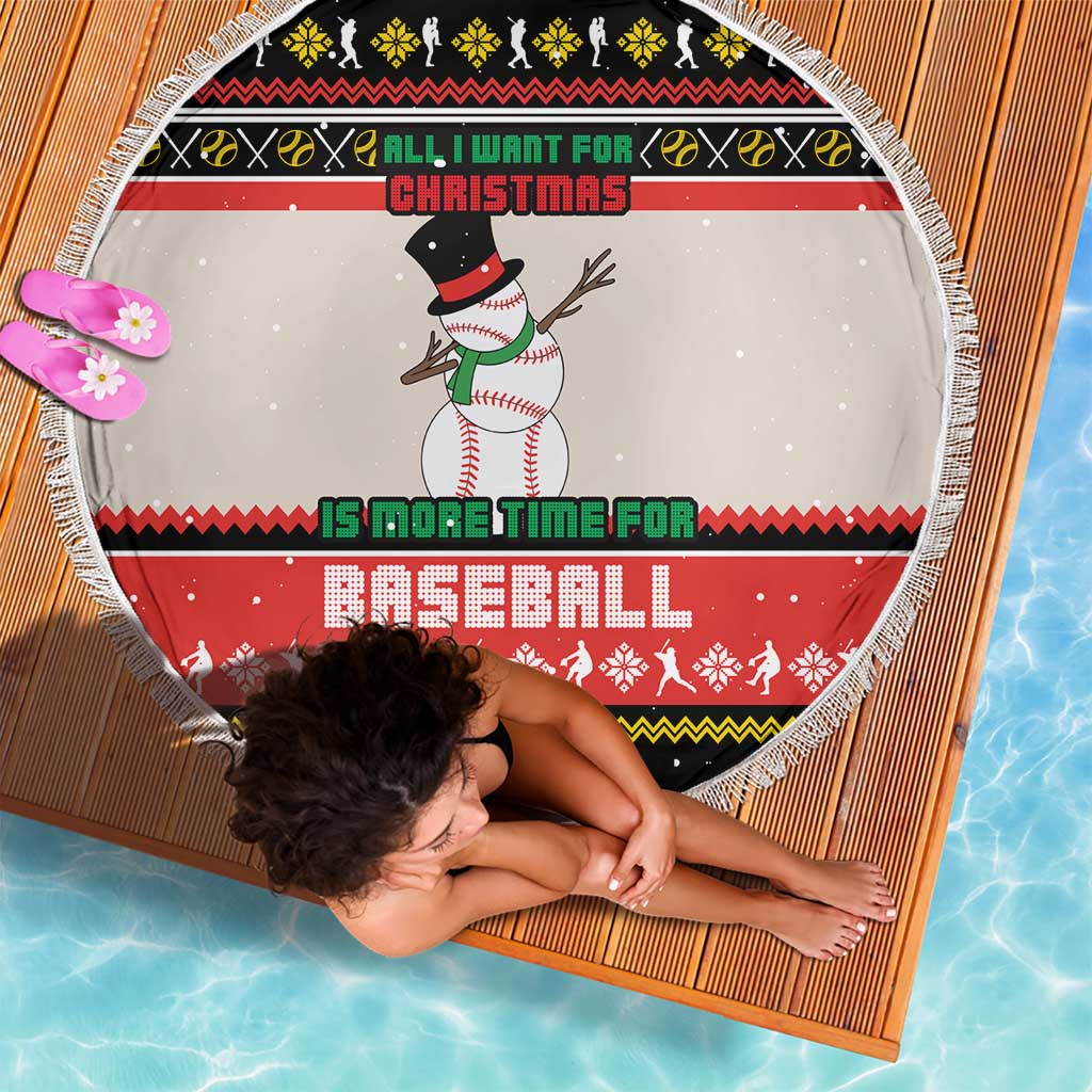 Is More Time for Baseball Design Beach Blanket with Baseball Snowman All I Want for Christmas - Wonder Print Shop