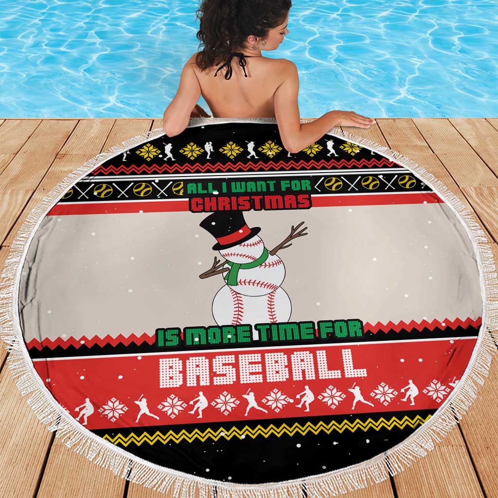 Is More Time for Baseball Design Beach Blanket with Baseball Snowman All I Want for Christmas - Wonder Print Shop