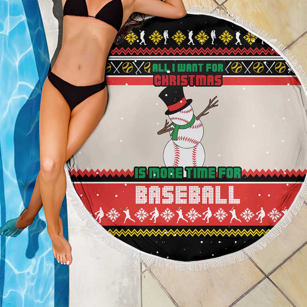 Is More Time for Baseball Design Beach Blanket with Baseball Snowman All I Want for Christmas - Wonder Print Shop