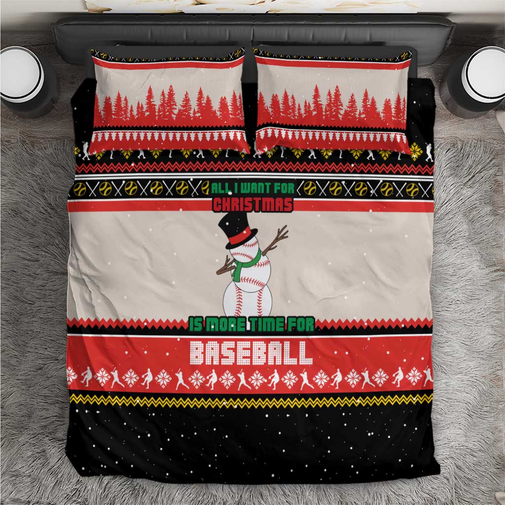 Is More Time for Baseball Design Bedding Set with Baseball Snowman All I Want for Christmas - Wonder Print Shop