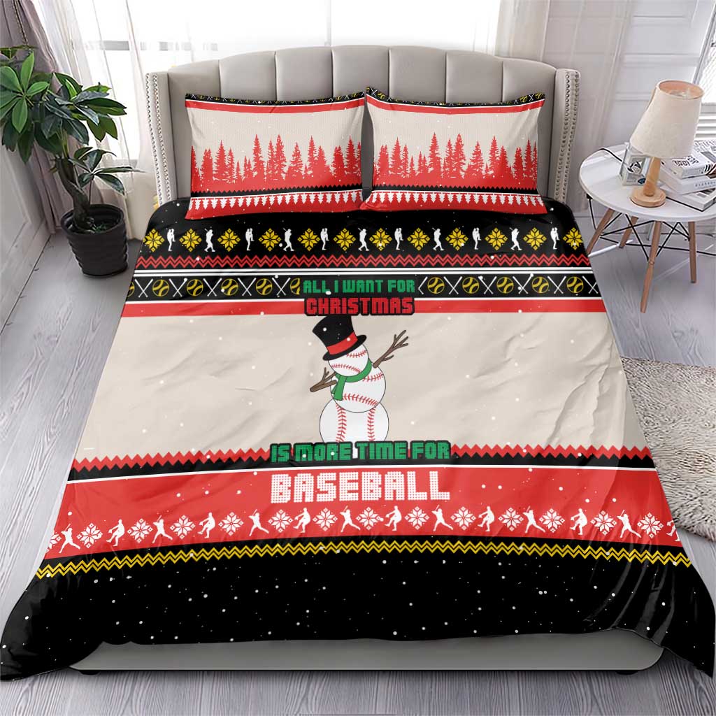 Is More Time for Baseball Design Bedding Set with Baseball Snowman All I Want for Christmas - Wonder Print Shop