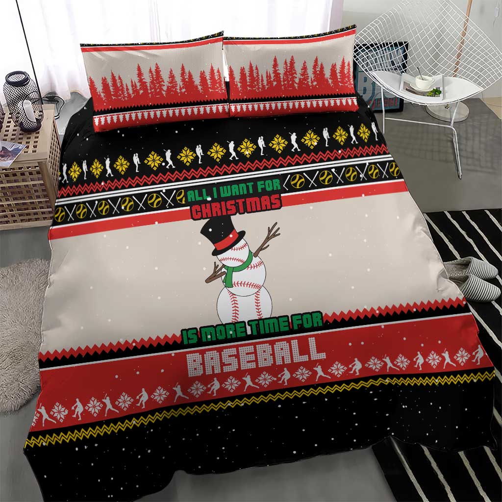Is More Time for Baseball Design Bedding Set with Baseball Snowman All I Want for Christmas - Wonder Print Shop