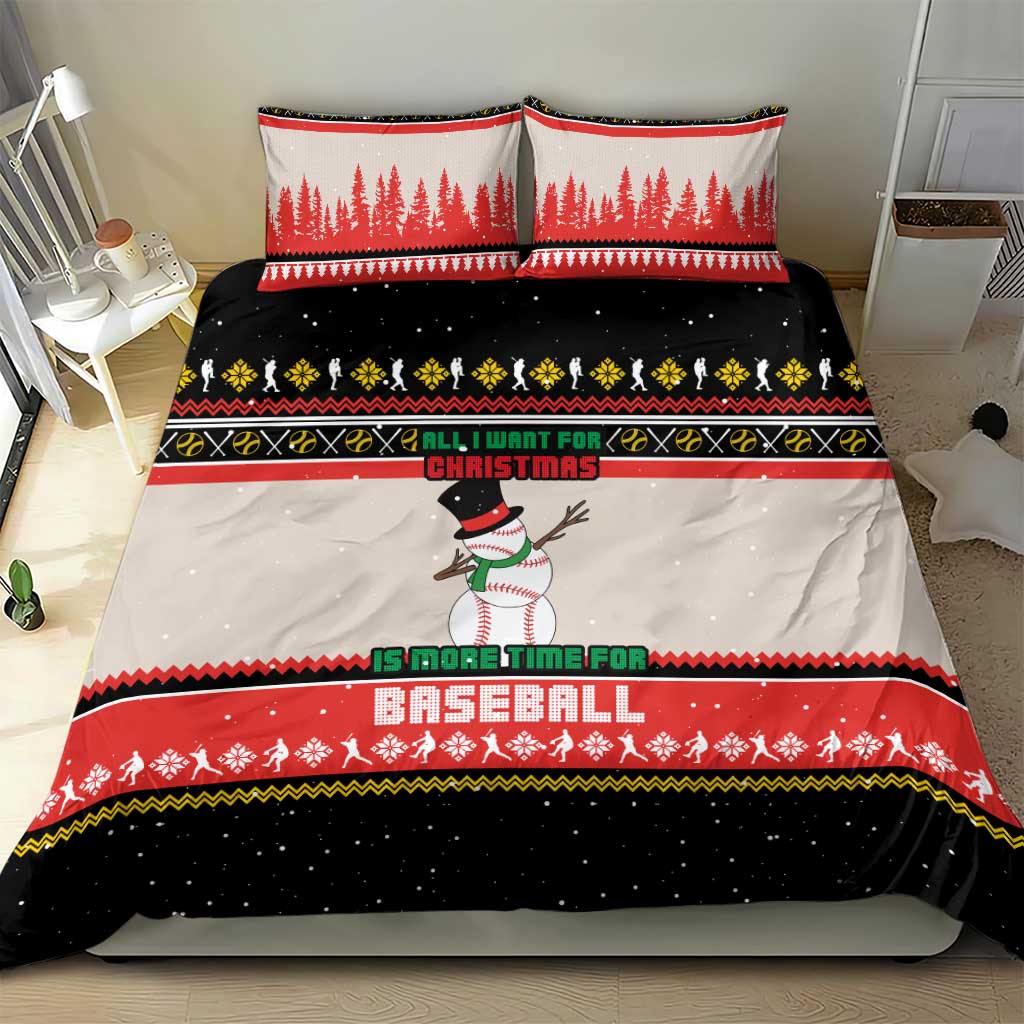 Is More Time for Baseball Design Bedding Set with Baseball Snowman All I Want for Christmas - Wonder Print Shop