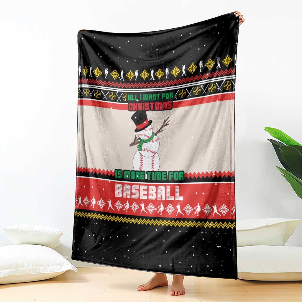 Is More Time for Baseball Design Blanket with Baseball Snowman All I Want for Christmas - Wonder Print Shop