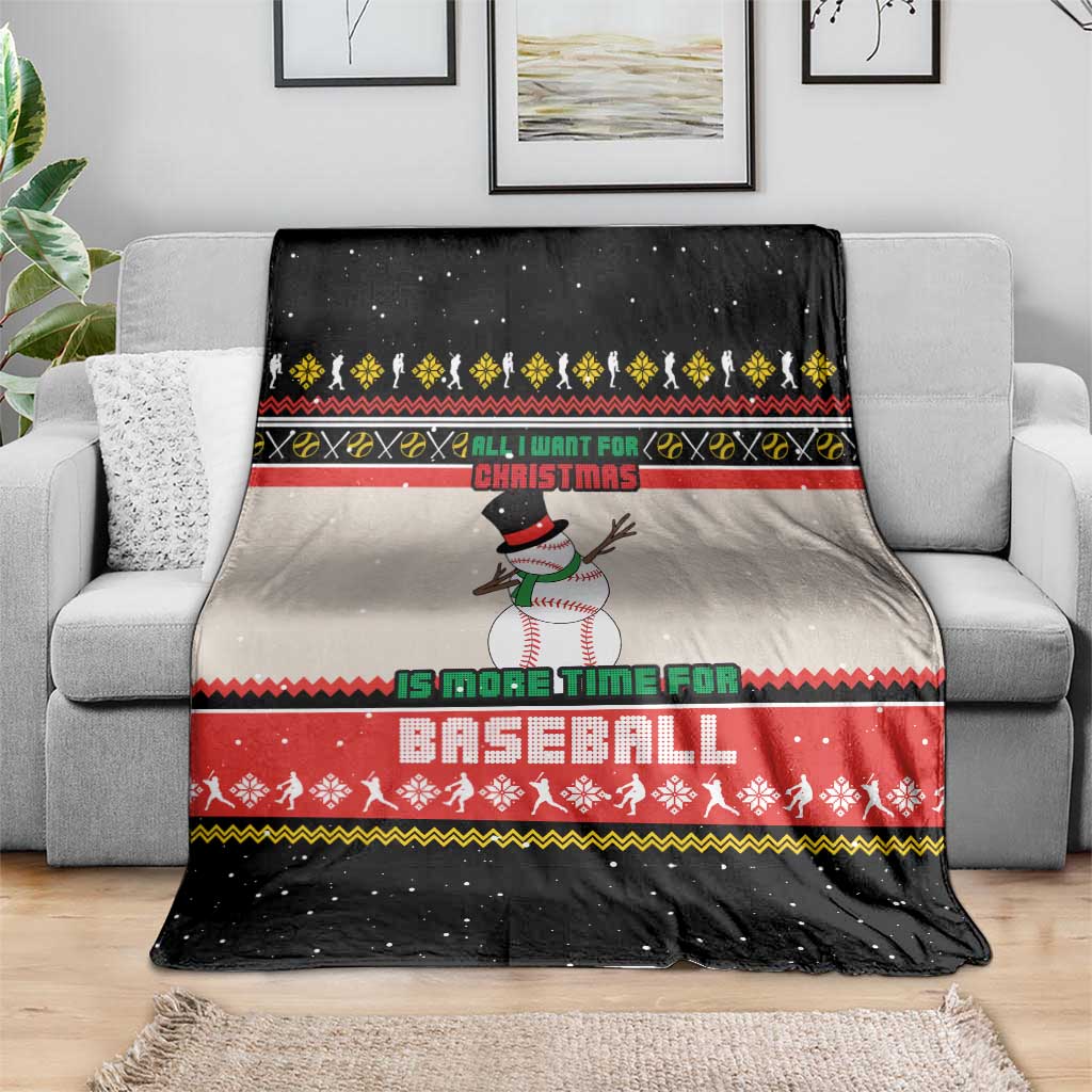 Is More Time for Baseball Design Blanket with Baseball Snowman All I Want for Christmas - Wonder Print Shop