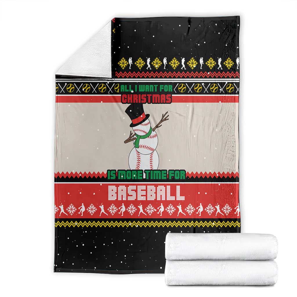 Is More Time for Baseball Design Blanket with Baseball Snowman All I Want for Christmas - Wonder Print Shop