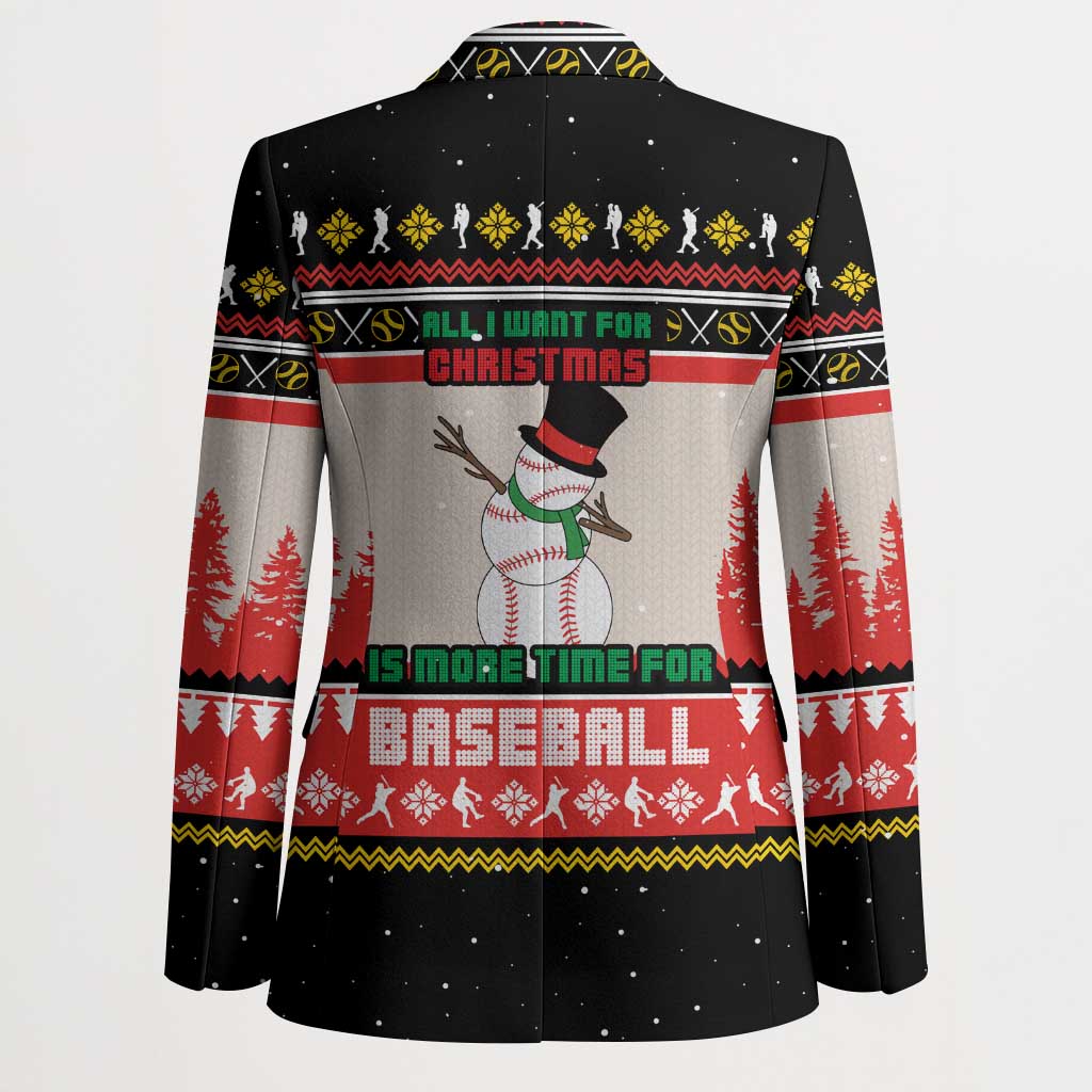 Is More Time for Baseball Design Blazer with Baseball Snowman All I Want for Christmas - Wonder Print Shop