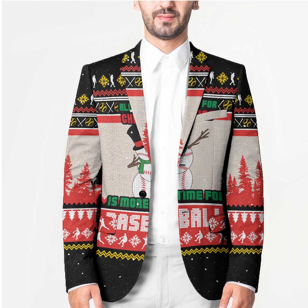 Is More Time for Baseball Design Blazer with Baseball Snowman All I Want for Christmas - Wonder Print Shop