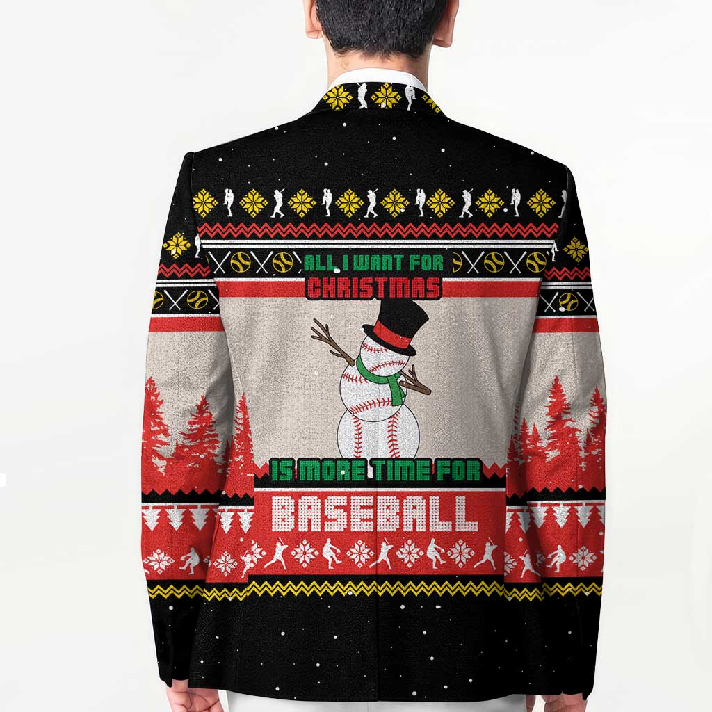 Is More Time for Baseball Design Blazer with Baseball Snowman All I Want for Christmas - Wonder Print Shop