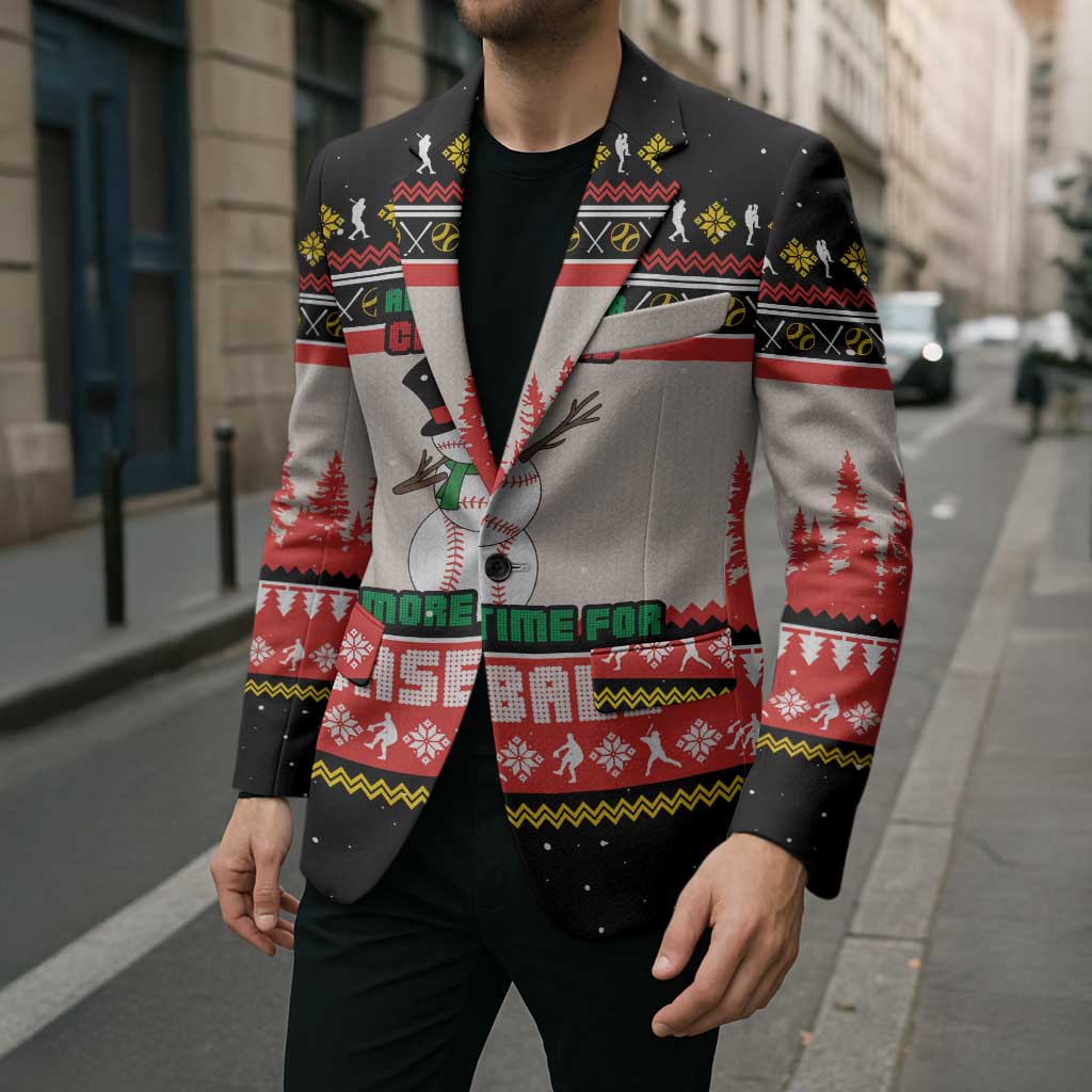 Is More Time for Baseball Design Blazer with Baseball Snowman All I Want for Christmas - Wonder Print Shop