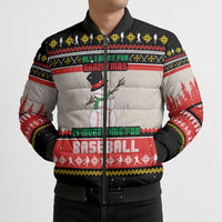 Is More Time for Baseball Design Bomber Puffer Jacket with Baseball Snowman All I Want for Christmas - Wonder Print Shop