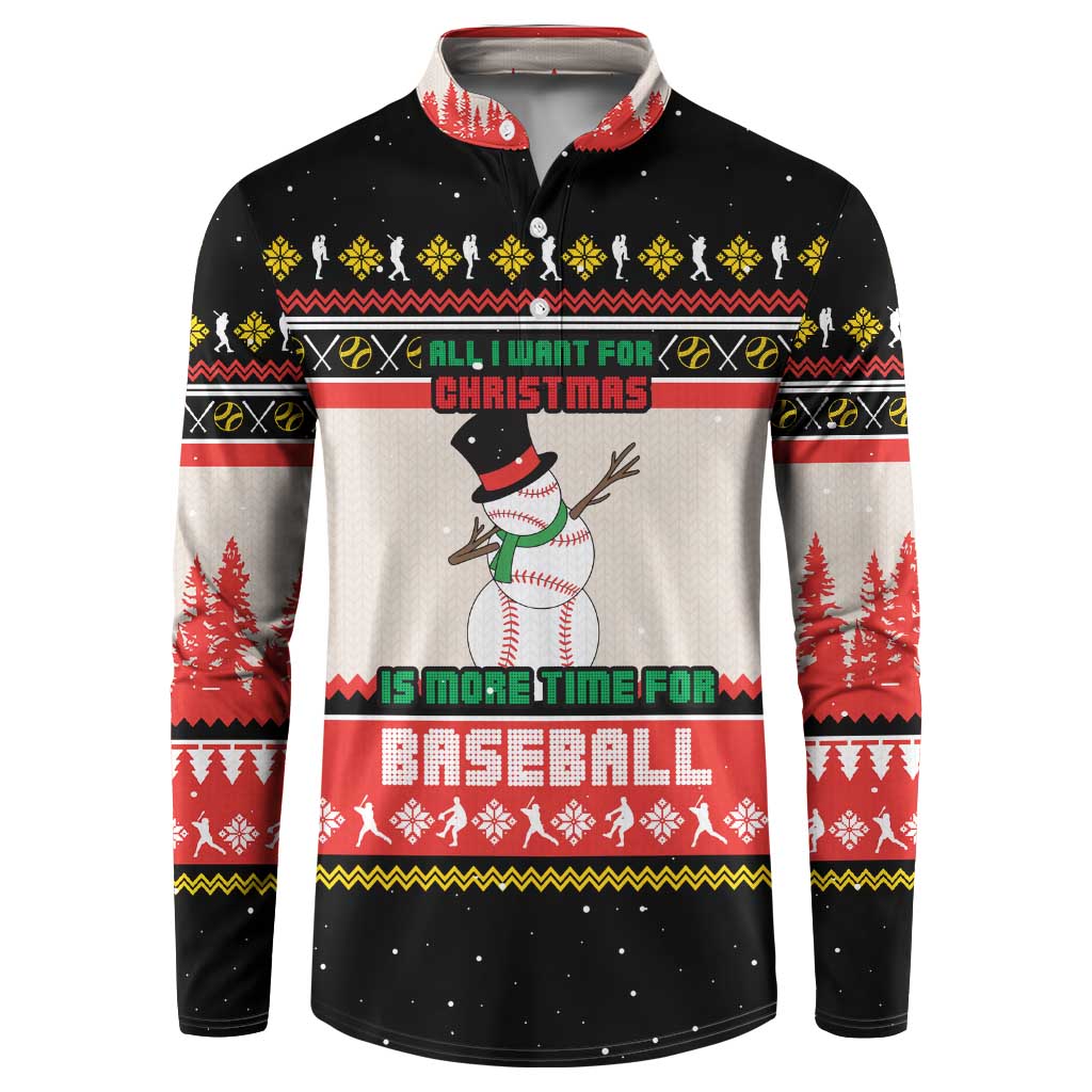 Is More Time for Baseball Design Button Sweatshirt with Baseball Snowman All I Want for Christmas - Wonder Print Shop