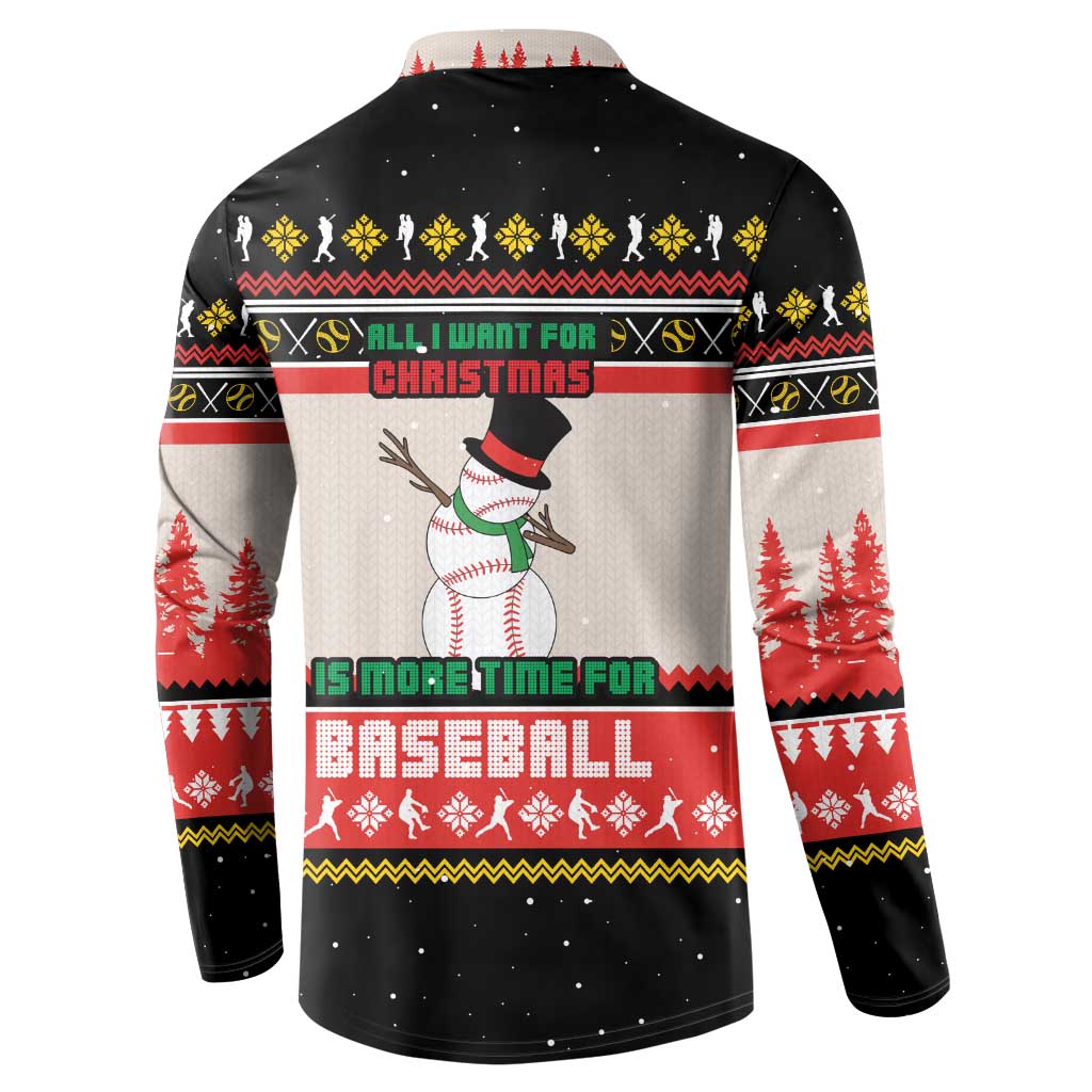 Is More Time for Baseball Design Button Sweatshirt with Baseball Snowman All I Want for Christmas - Wonder Print Shop