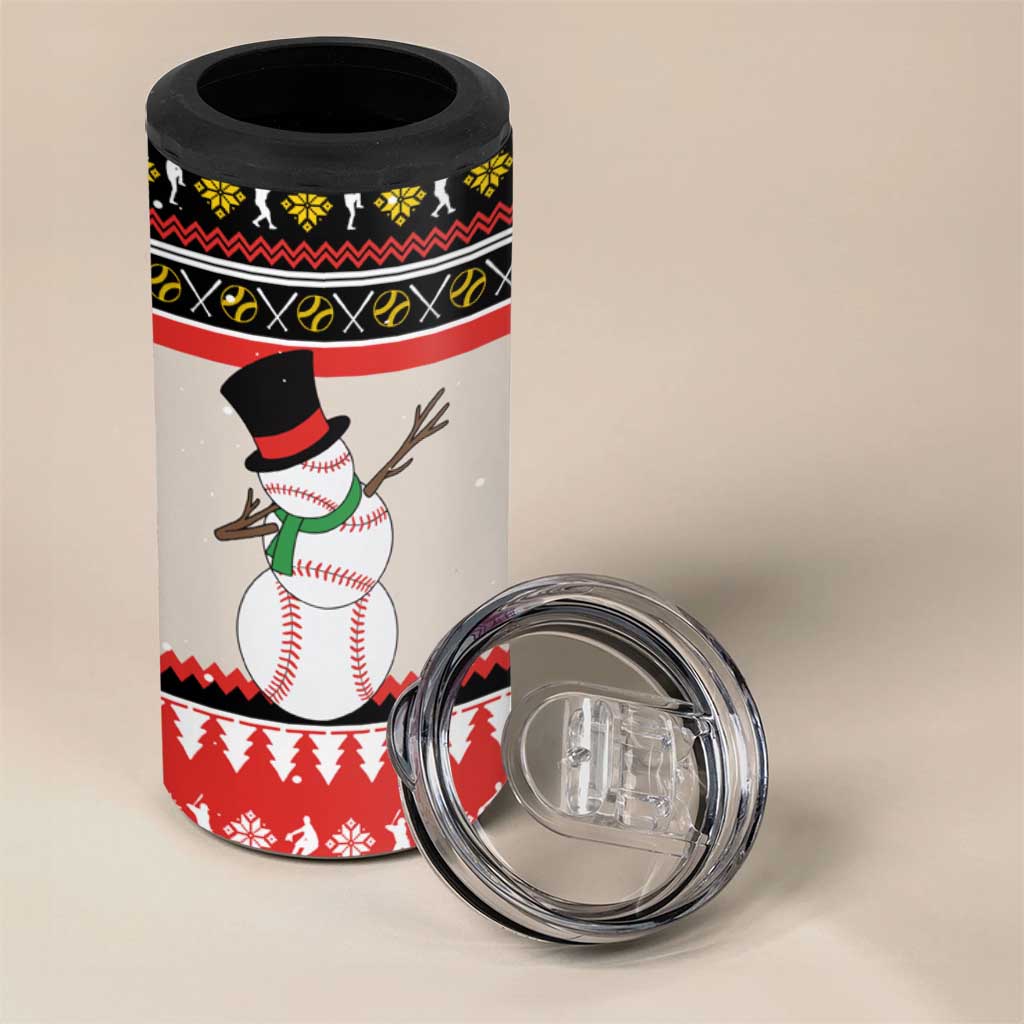 Is More Time for Baseball Design 4 in 1 Can Cooler Tumbler with Baseball Snowman All I Want for Christmas - Wonder Print Shop