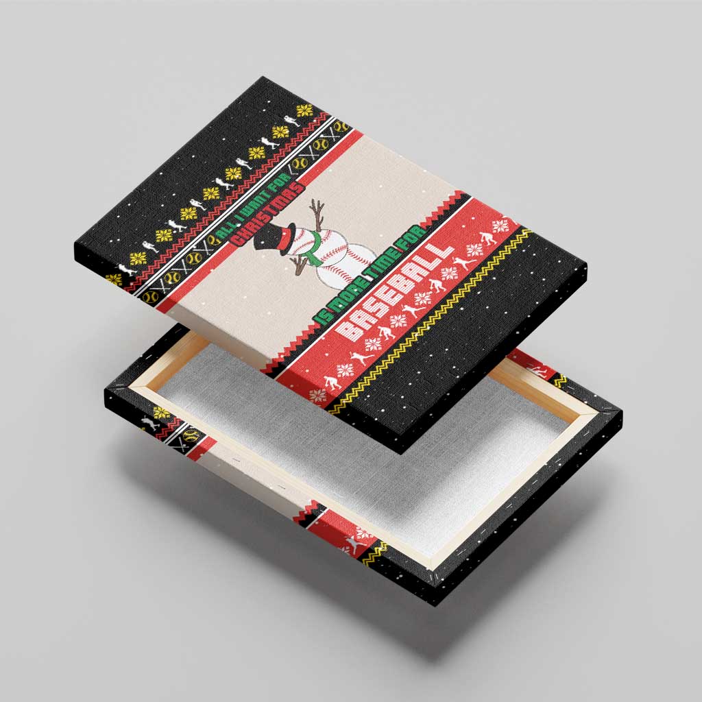 Is More Time for Baseball Design Canvas Wall Art with Baseball Snowman All I Want for Christmas - Wonder Print Shop
