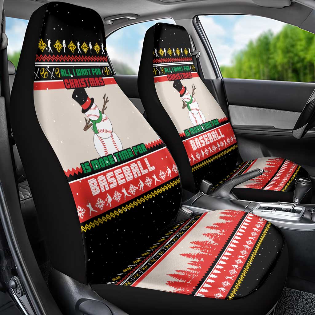 Is More Time for Baseball Design Car Seat Cover with Baseball Snowman All I Want for Christmas - Wonder Print Shop