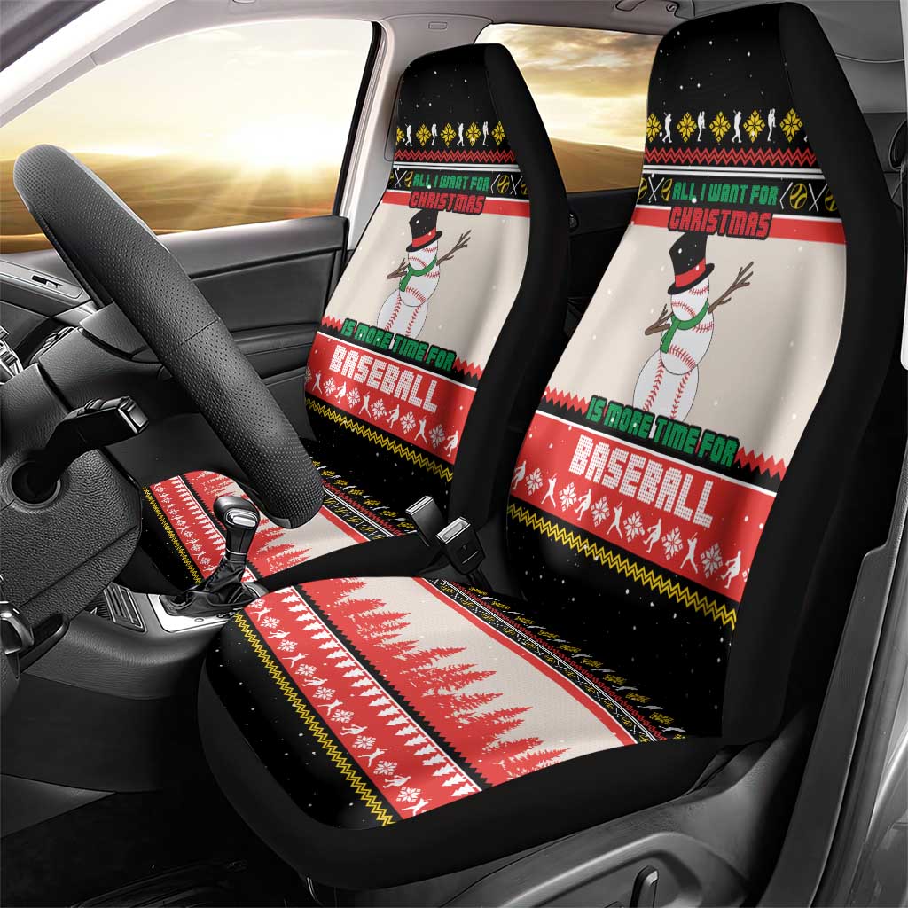 Is More Time for Baseball Design Car Seat Cover with Baseball Snowman All I Want for Christmas - Wonder Print Shop