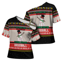 Is More Time for Baseball Design Cross Shoulder Shirt with Baseball Snowman All I Want for Christmas - Wonder Print Shop