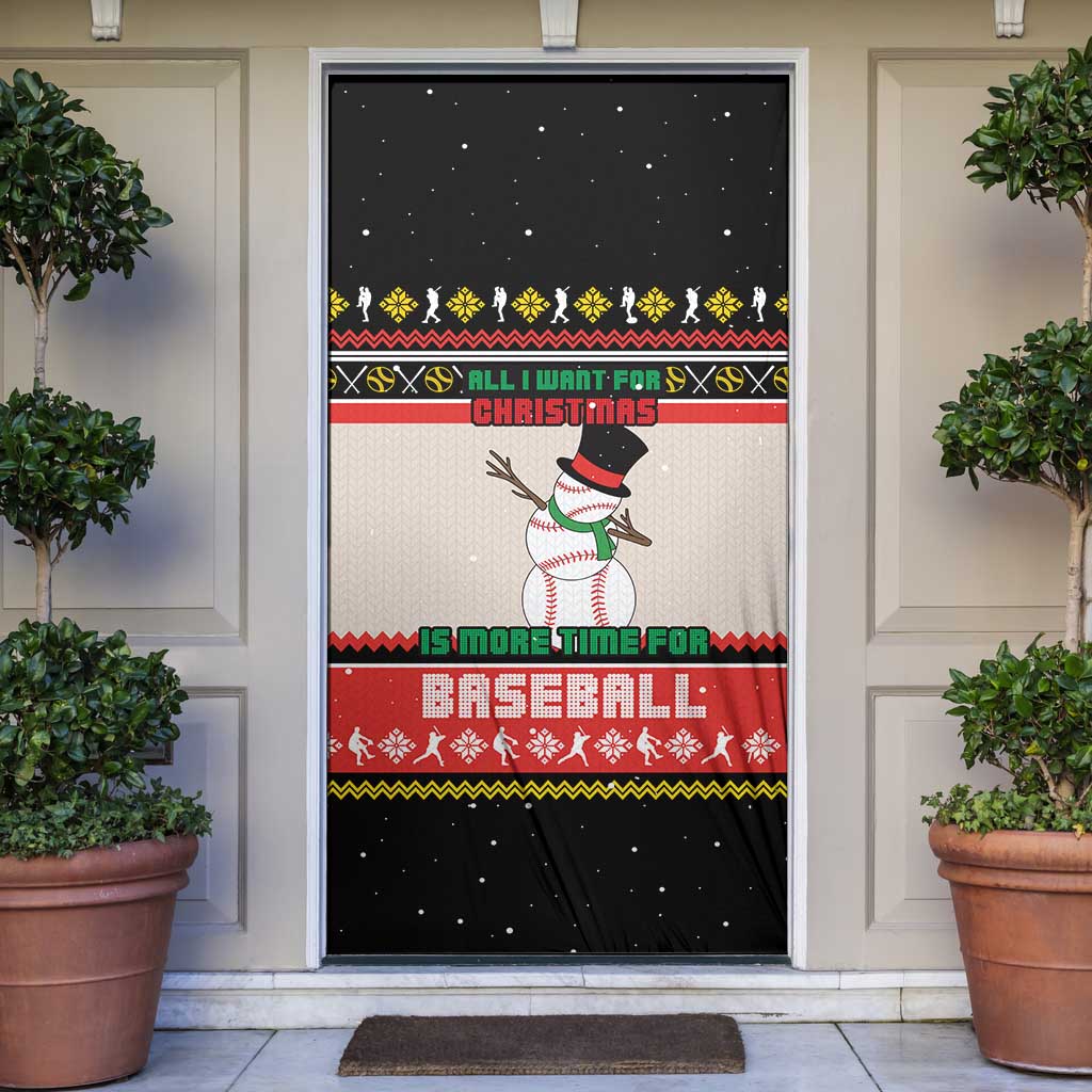 Is More Time for Baseball Design Door Cover with Baseball Snowman All I Want for Christmas - Wonder Print Shop