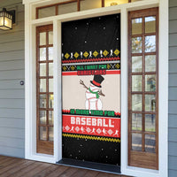 Is More Time for Baseball Design Door Cover with Baseball Snowman All I Want for Christmas - Wonder Print Shop