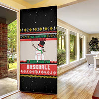 Is More Time for Baseball Design Door Cover with Baseball Snowman All I Want for Christmas - Wonder Print Shop