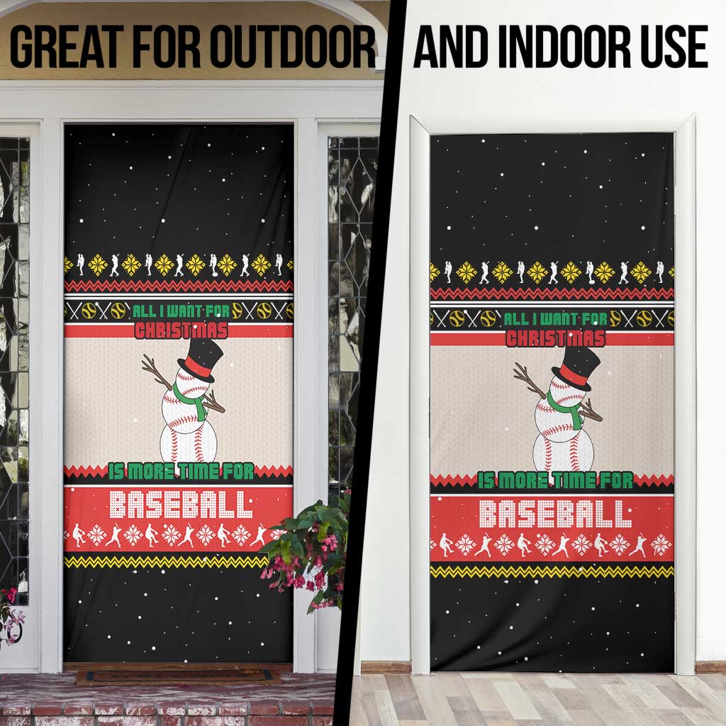 Is More Time for Baseball Design Door Cover with Baseball Snowman All I Want for Christmas - Wonder Print Shop