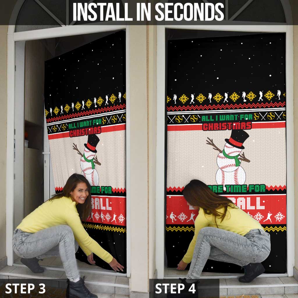 Is More Time for Baseball Design Door Cover with Baseball Snowman All I Want for Christmas - Wonder Print Shop