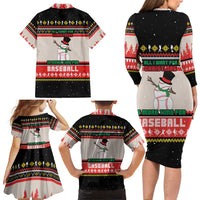 Is More Time for Baseball Design Family Matching Long Sleeve Bodycon Dress and Hawaiian Shirt with Baseball Snowman All I Want for Christmas - Wonder Print Shop