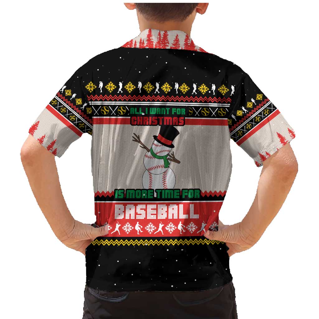Is More Time for Baseball Design Family Matching Mermaid Dress and Hawaiian Shirt with Baseball Snowman All I Want for Christmas - Wonder Print Shop