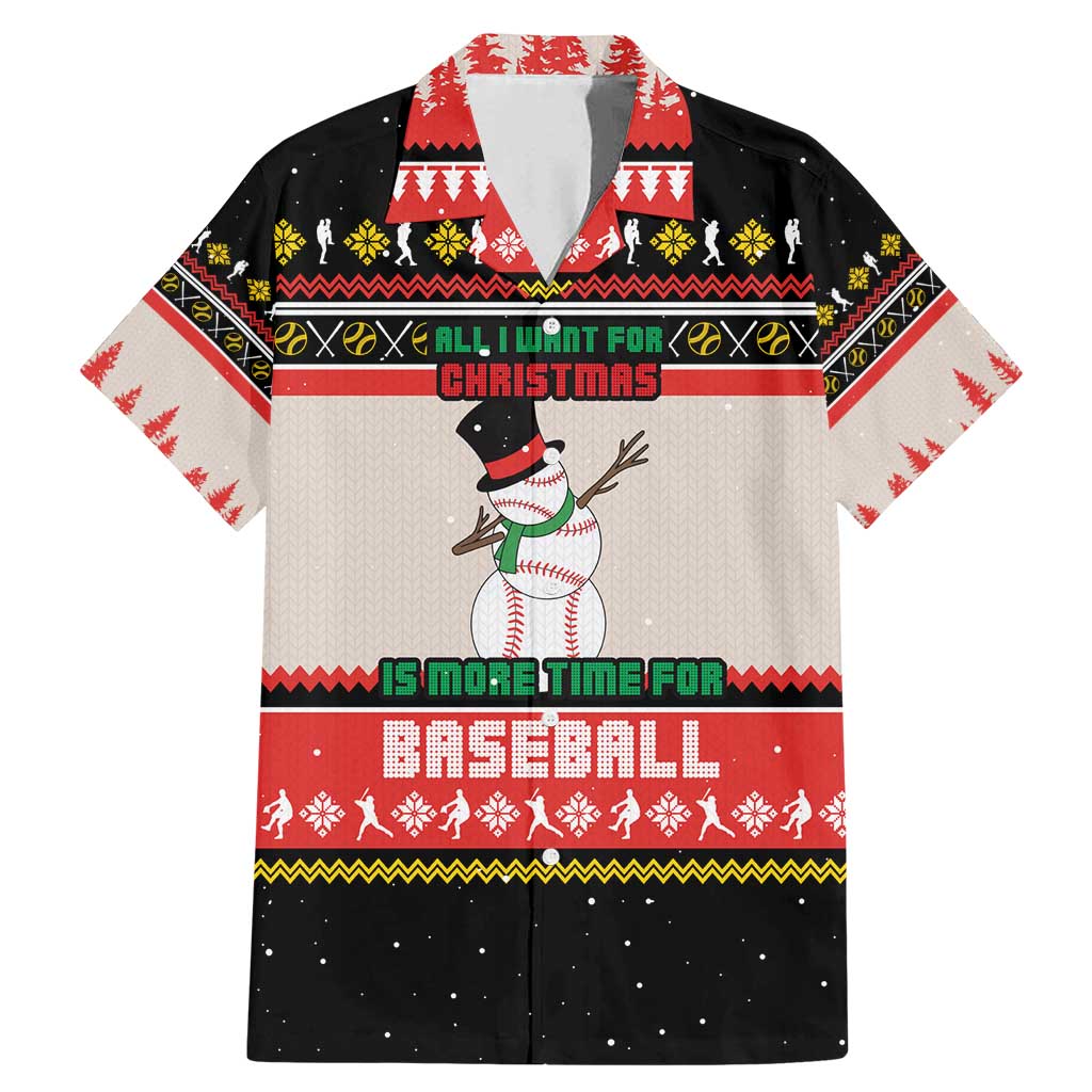 Is More Time for Baseball Design Family Matching Mermaid Dress and Hawaiian Shirt with Baseball Snowman All I Want for Christmas - Wonder Print Shop