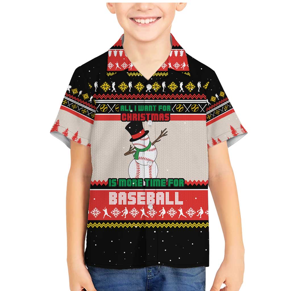 Is More Time for Baseball Design Family Matching Mermaid Dress and Hawaiian Shirt with Baseball Snowman All I Want for Christmas - Wonder Print Shop