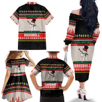 Is More Time for Baseball Design Family Matching Off The Shoulder Long Sleeve Dress and Hawaiian Shirt with Baseball Snowman All I Want for Christmas - Wonder Print Shop
