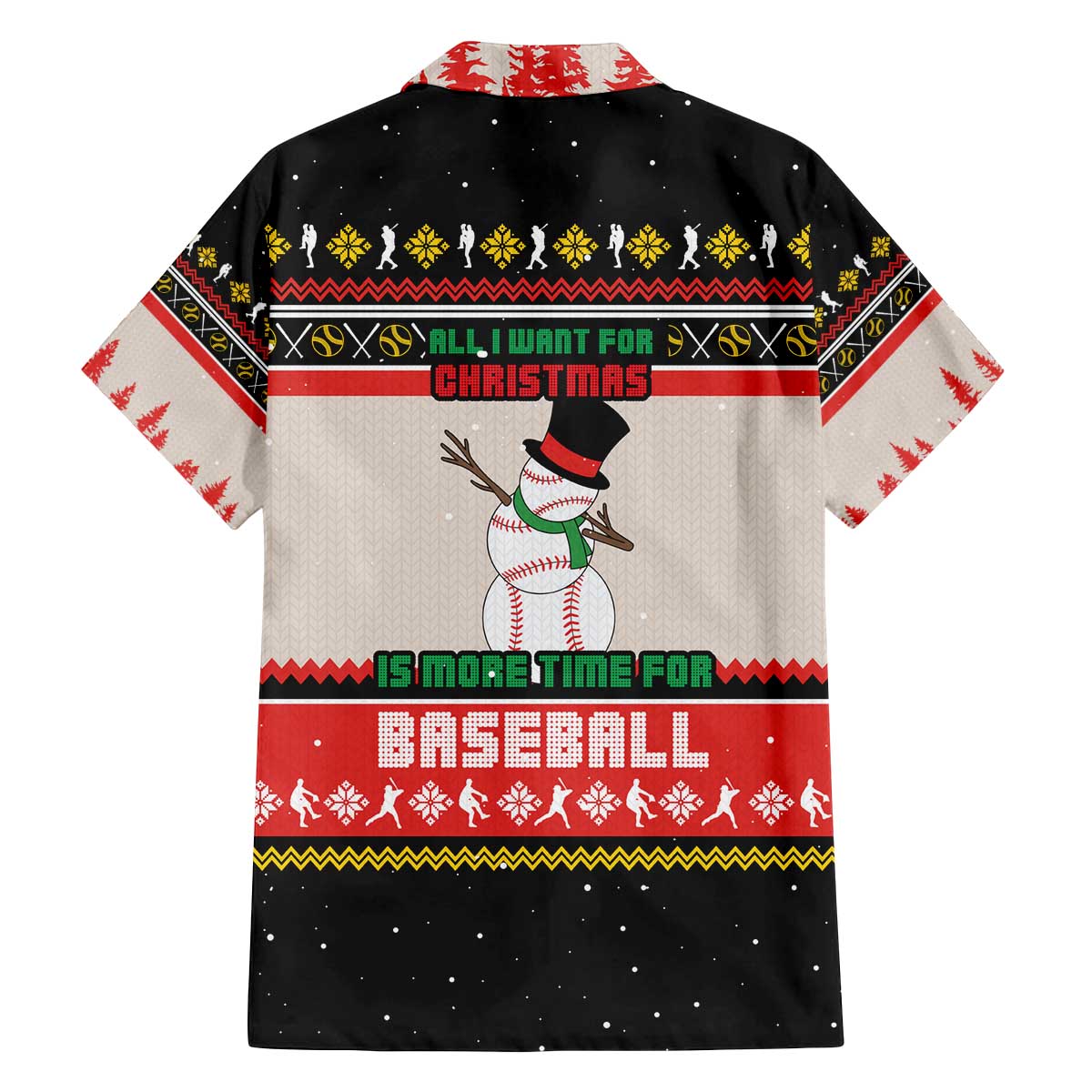 Is More Time for Baseball Design Family Matching Off The Shoulder Long Sleeve Dress and Hawaiian Shirt with Baseball Snowman All I Want for Christmas - Wonder Print Shop