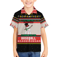 Is More Time for Baseball Design Family Matching Off The Shoulder Long Sleeve Dress and Hawaiian Shirt with Baseball Snowman All I Want for Christmas - Wonder Print Shop