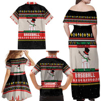Is More Time for Baseball Design Family Matching Off Shoulder Maxi Dress and Hawaiian Shirt with Baseball Snowman All I Want for Christmas - Wonder Print Shop