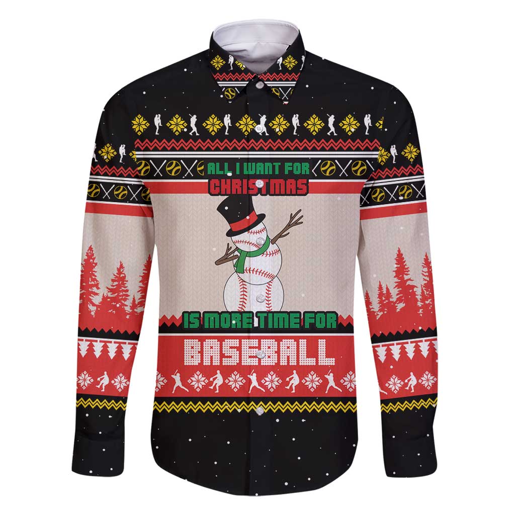 Is More Time for Baseball Design Family Matching Off Shoulder Short Dress and Hawaiian Shirt with Baseball Snowman All I Want for Christmas - Wonder Print Shop