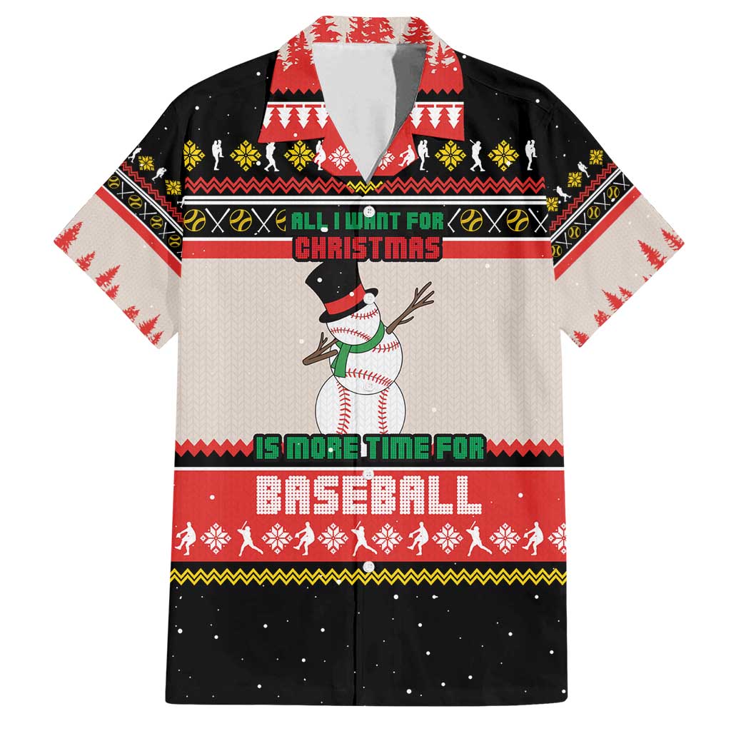Is More Time for Baseball Design Family Matching Puletasi and Hawaiian Shirt with Baseball Snowman All I Want for Christmas - Wonder Print Shop