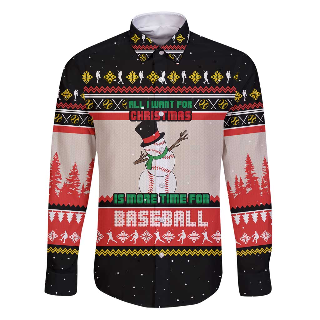 Is More Time for Baseball Design Family Matching Puletasi and Hawaiian Shirt with Baseball Snowman All I Want for Christmas - Wonder Print Shop