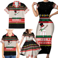 Is More Time for Baseball Design Family Matching Short Sleeve Bodycon Dress and Hawaiian Shirt with Baseball Snowman All I Want for Christmas - Wonder Print Shop